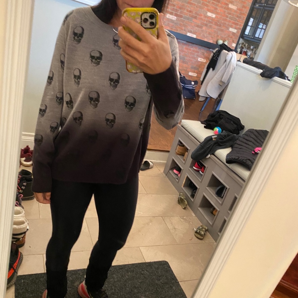 Aqua skull ombré sweater - small